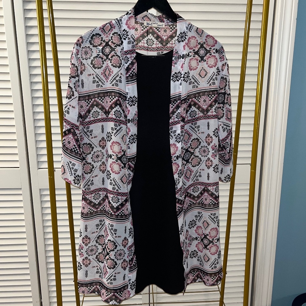 WallFlower Solid Swing Dress & Printed Kimono Set